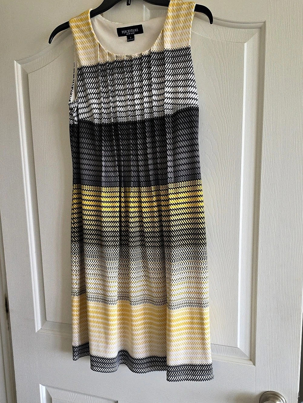 Perceptions Geometric Midi Dress in Yellow & Black Like New